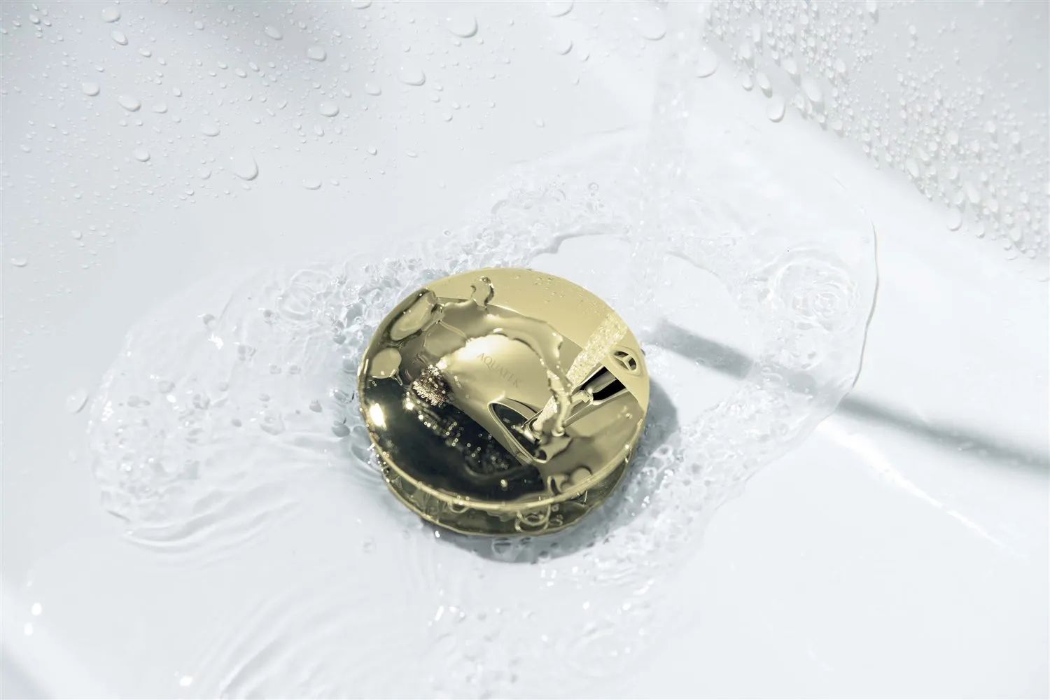 AQ6002PG сливной набор для раковины Push-open с переливом, крышка круглая, полир. золото