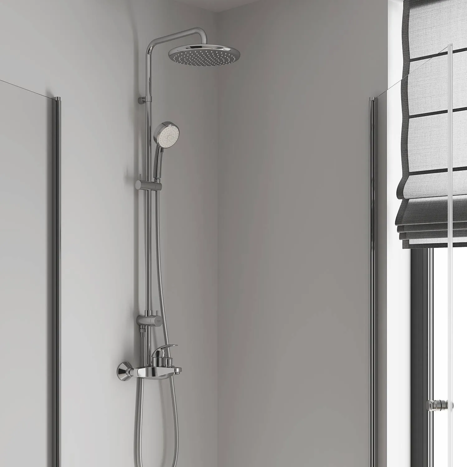 Душевая система со смесителем, с изливом Grohe Tempesta Cosmopolitan 250, хром / белый (26674000)