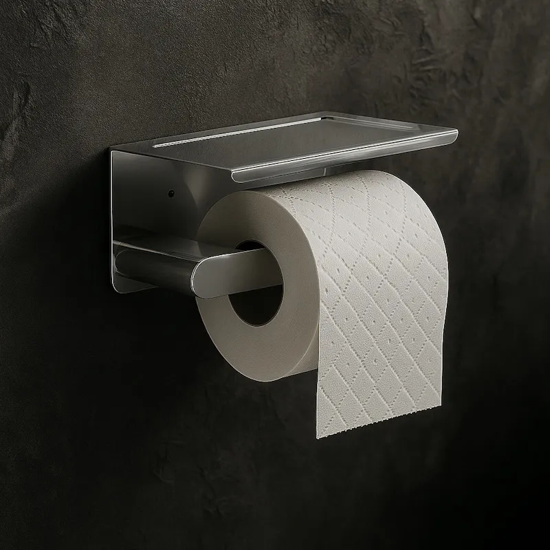 Держатель для туалетной бумаги с полочкой Knotlor PH102C, хром