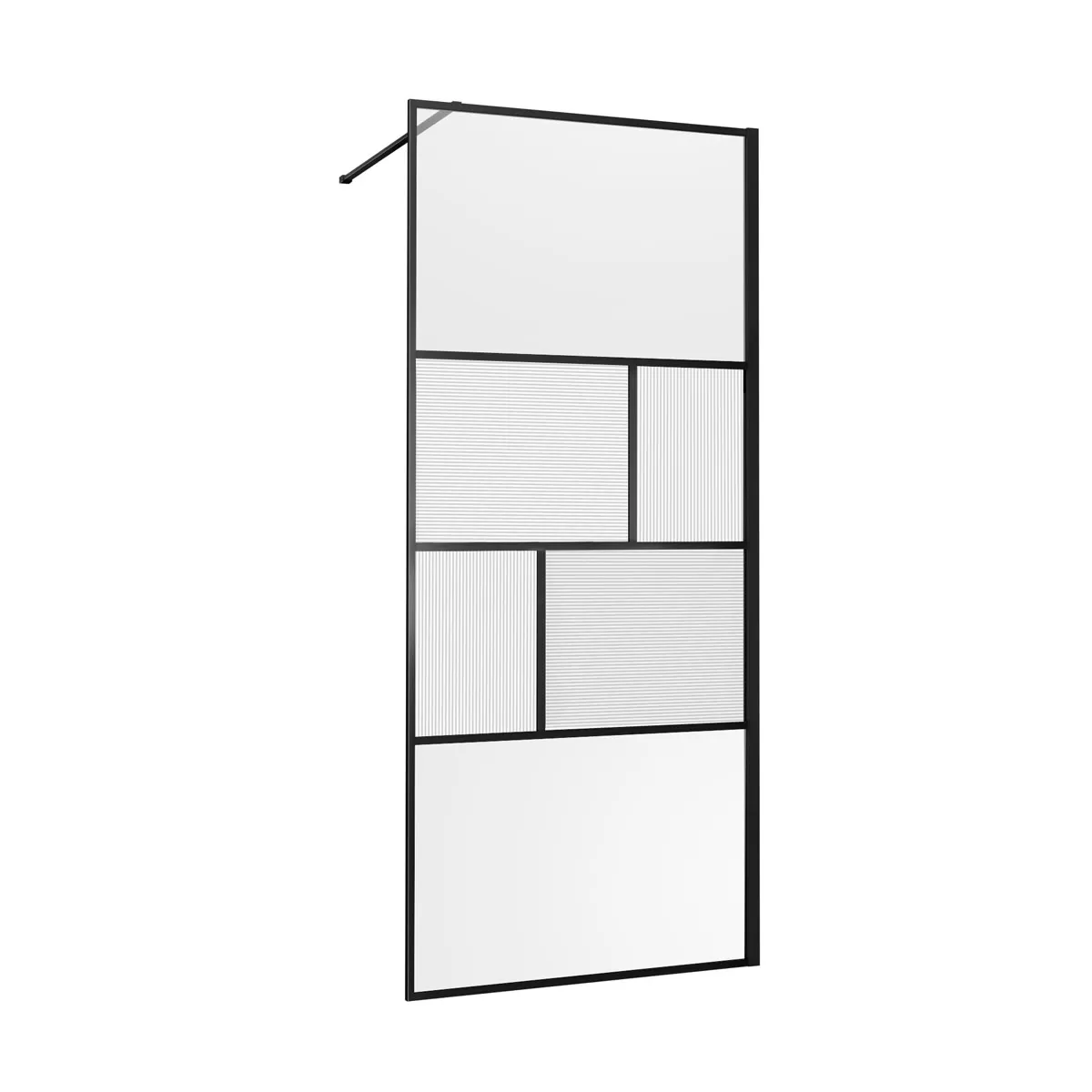 Душевая перегородка Vincea Walk-In (VSW-1HC120CFB) 1200х2000 мм, черный, стекло прозрачное/рифленое