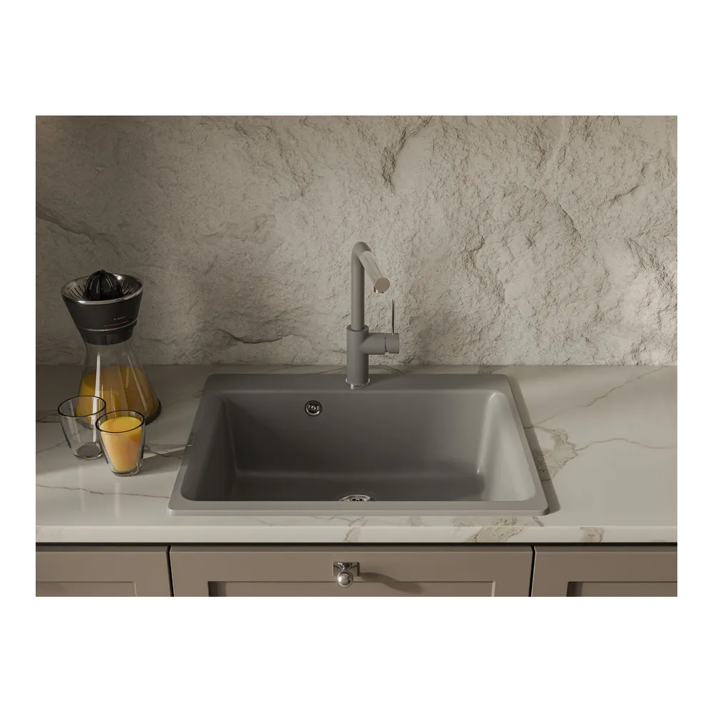 Смеситель для кухни с выдвижным изливом Rivelato Albano 1573503, серый/хром