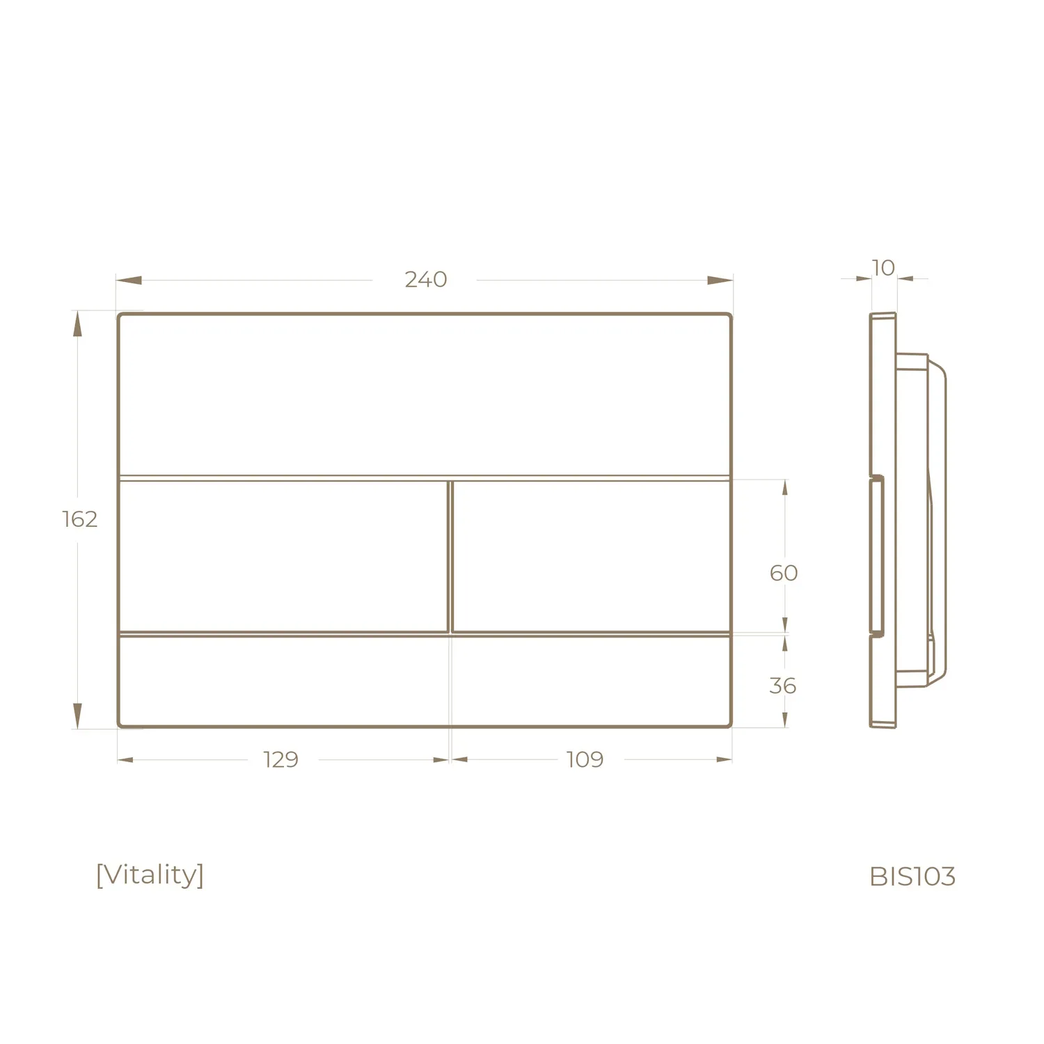 Клавиша смыва KNOTLOR BIS103RB, бронза