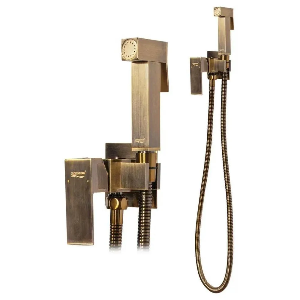 Гигиенический душ со смесителем встраиваемый Grocenberg GB002BR, бронза