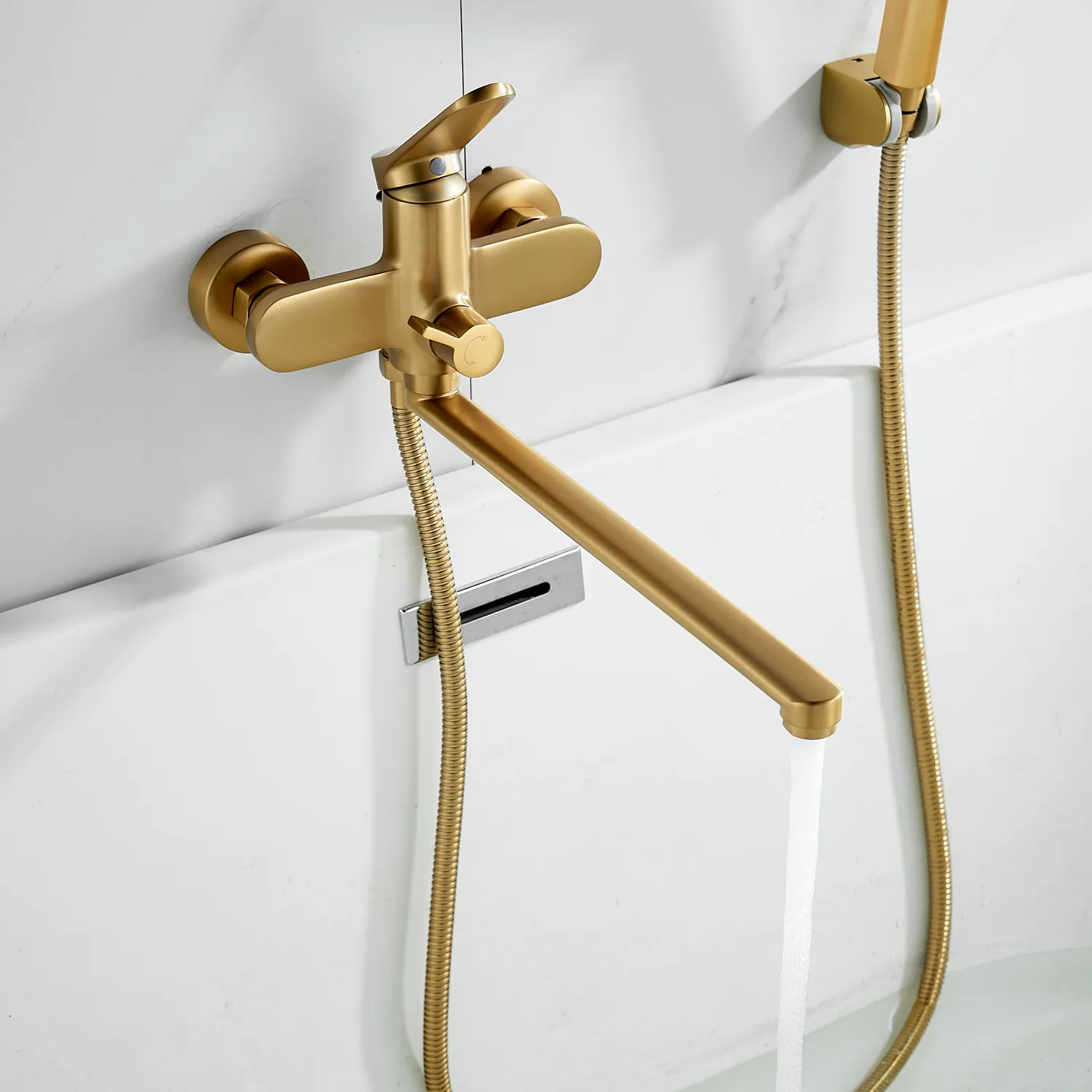 Смеситель для ванны Shevanik S4322G, золотой сатин