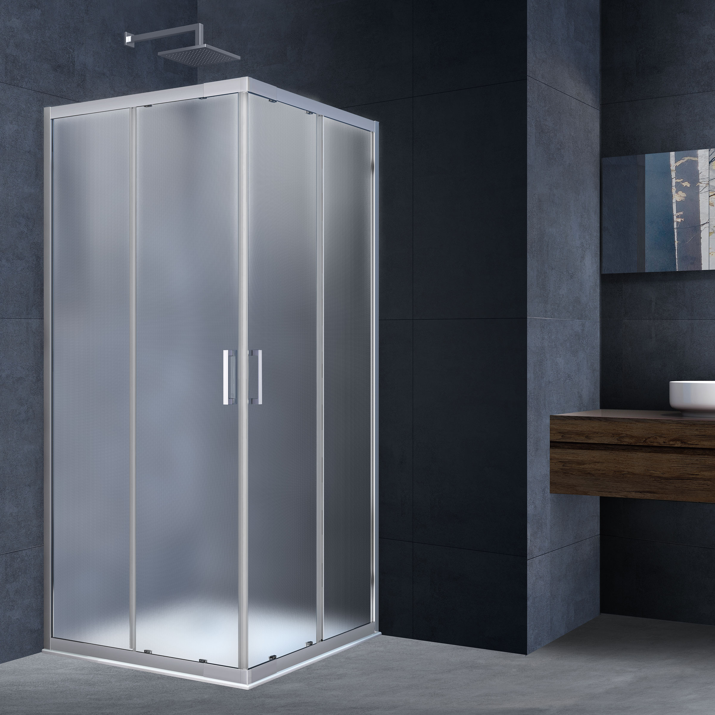 Душевой уголок Vincea Rapid (VSS-3R80/90MT) (800-900)x(800-900), хром, стекло текстурное