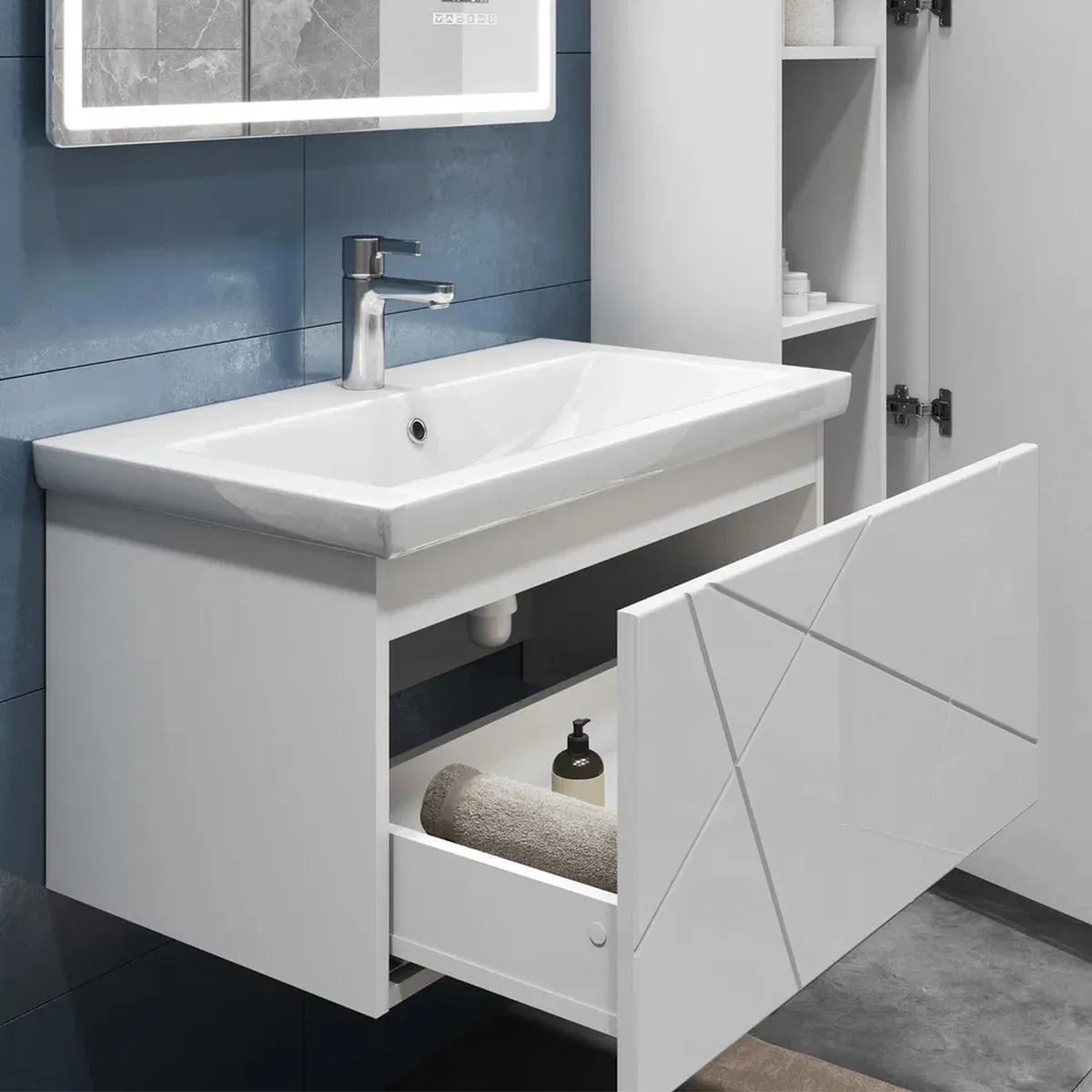 Тумба с раковиной подвесная VIGO Geometry 035, 80 см