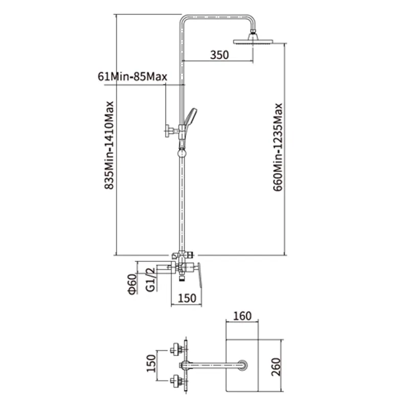 Душевая система FASHUN A2457, хром