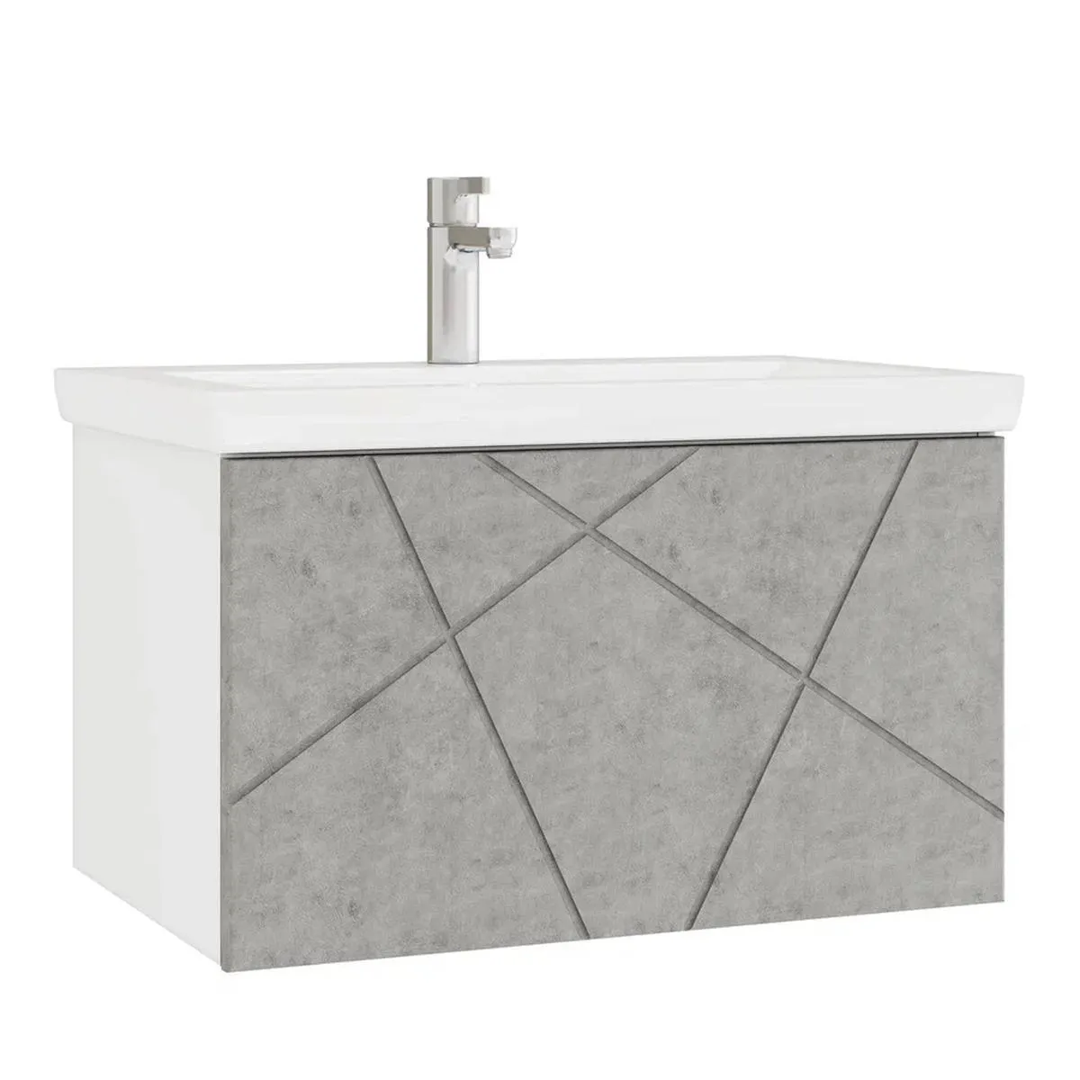 Тумба с раковиной подвесная VIGO Geometry 033 бетон, 60 см