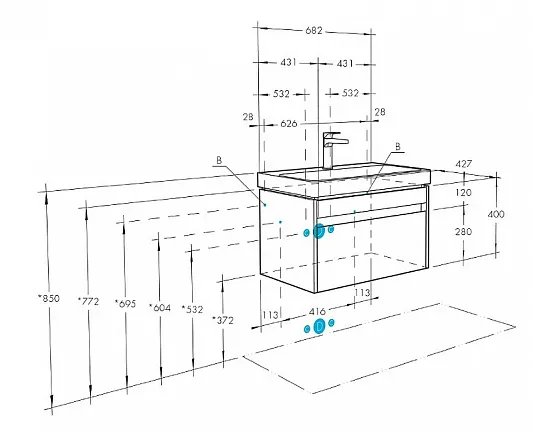 1A2675K0MY010 Набор Aquaton: 1A267501MY010 Тумба-умывальник Марти 70/ 1WH501628 Умывальник Адриана 70