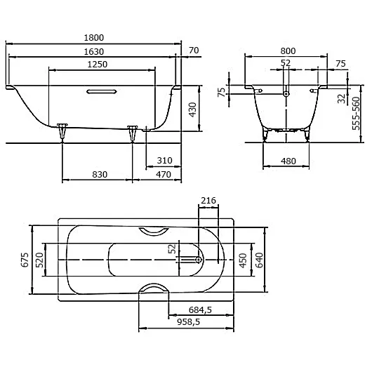 Ванна стальная Kaldewei Saniform Plus 375-1 180х80 (112800010001)