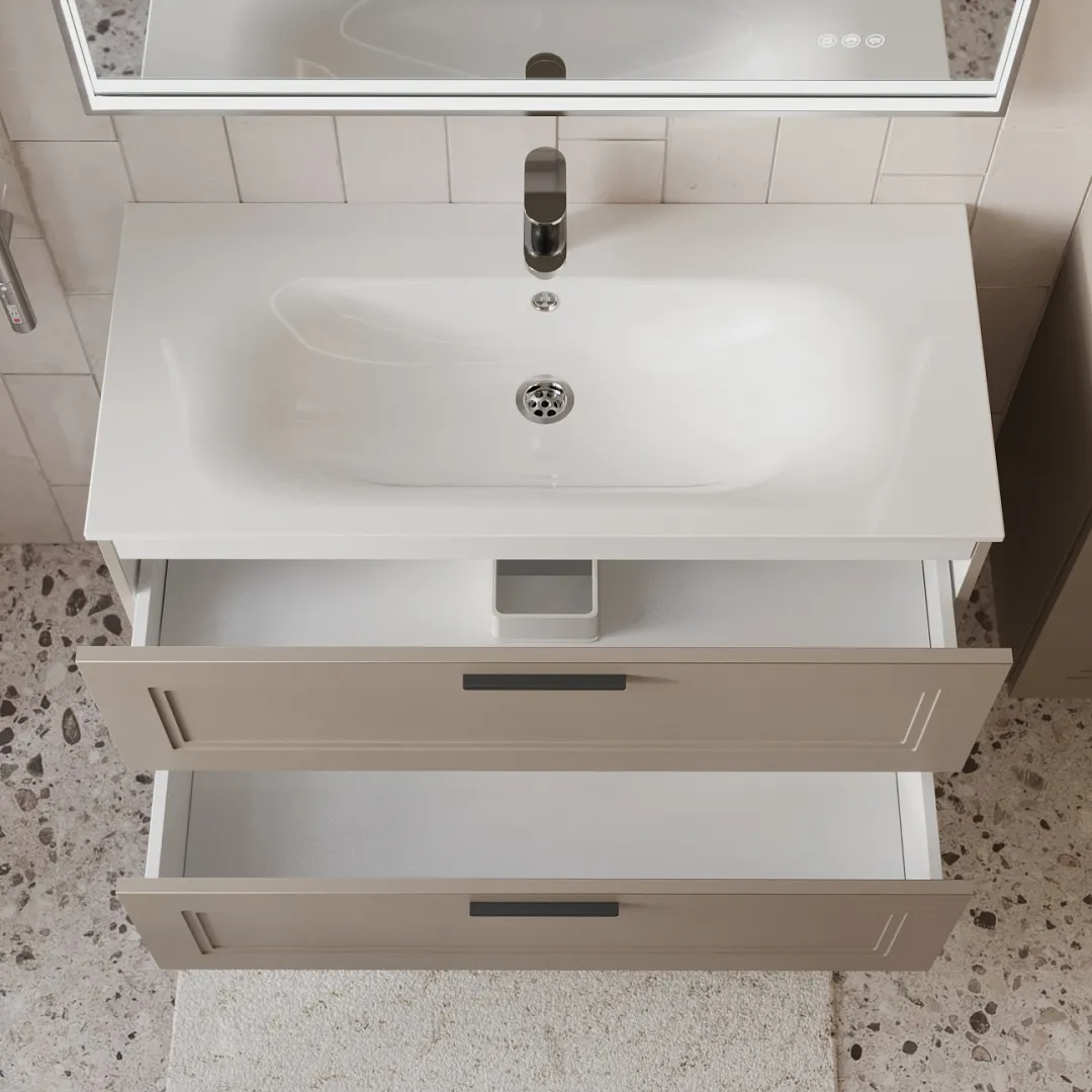 Тумба с раковиной подвесная (100см) Terminus Classik CLA101002200501O, капучино