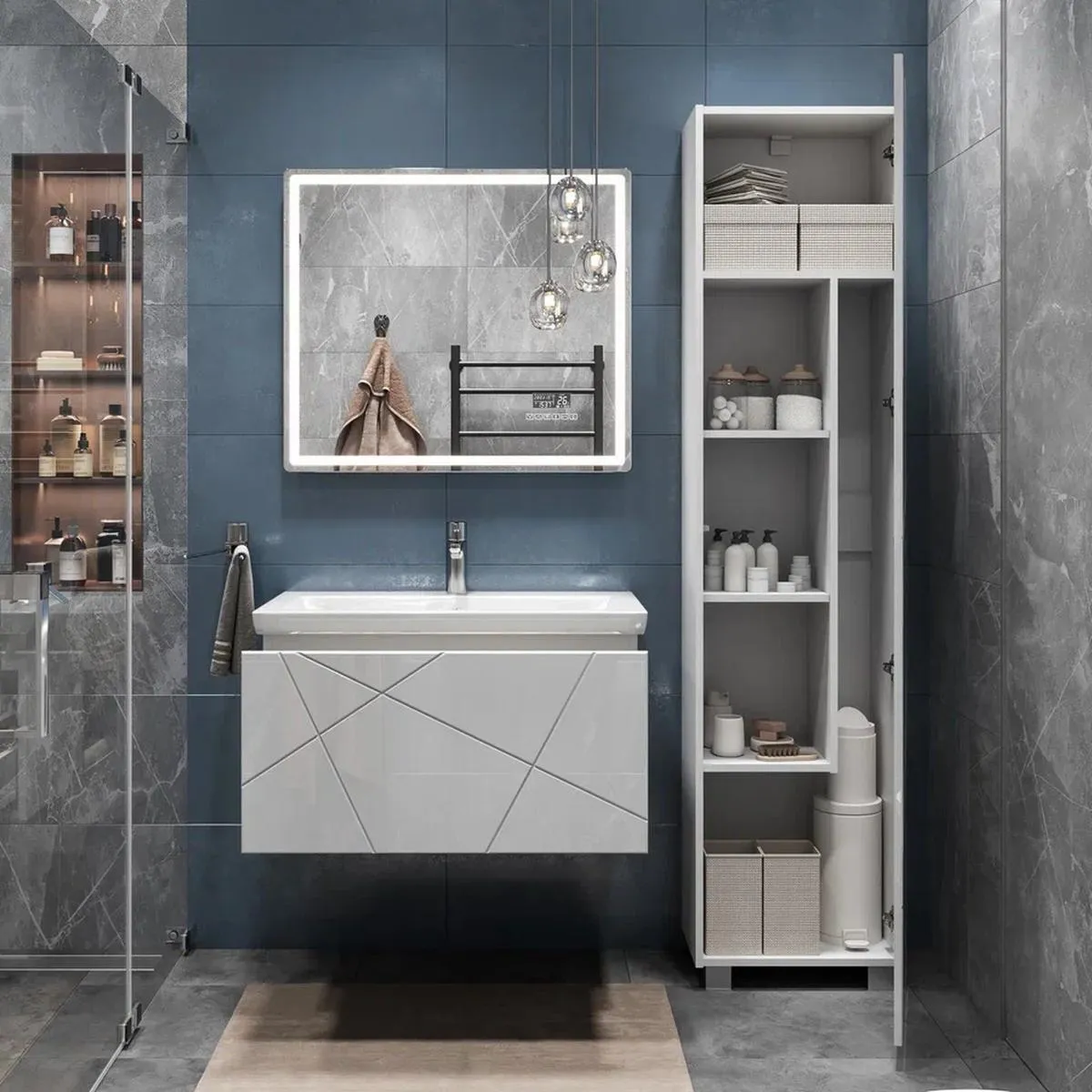 Тумба с раковиной подвесная VIGO Geometry 035, 80 см