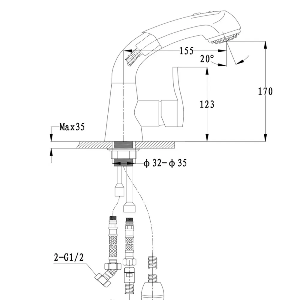 Смеситель для кухни с выдвижным изливом и режимом душ GranFest 3773, графит