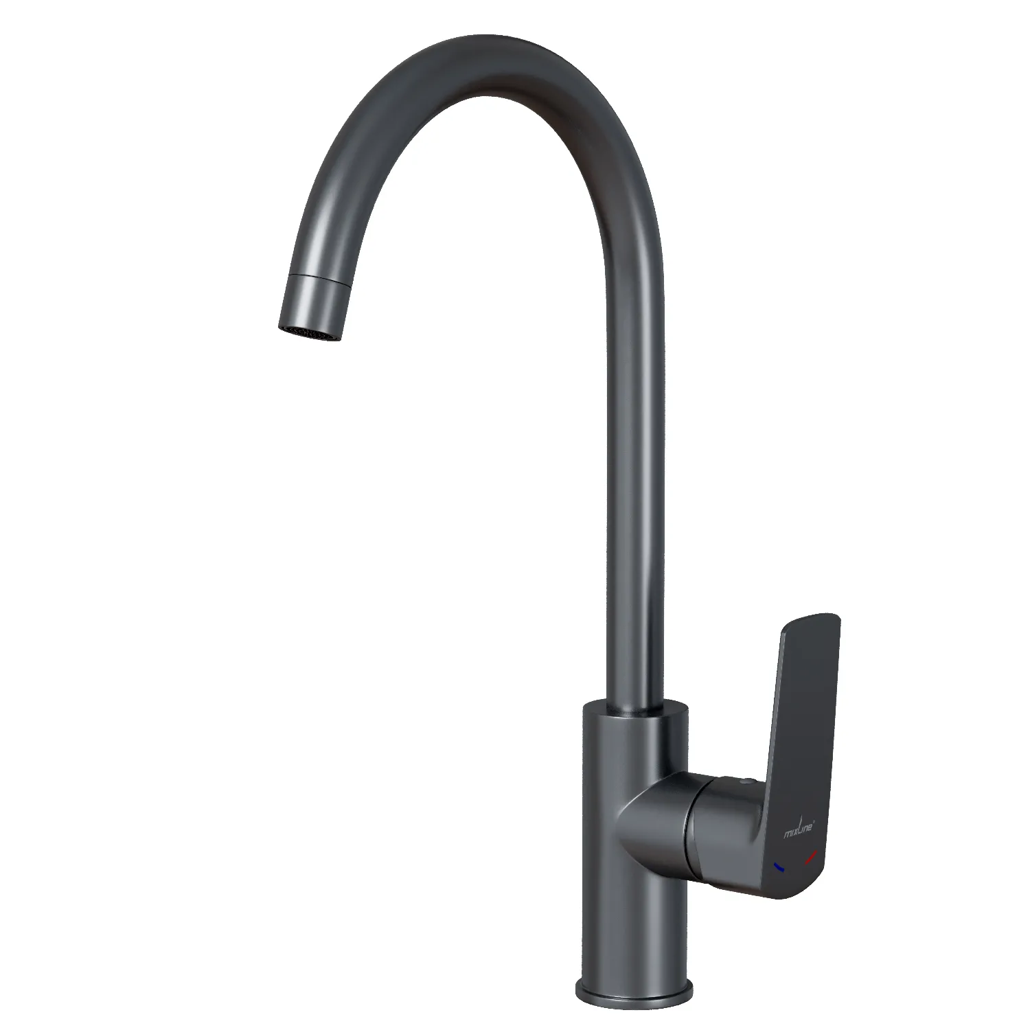 Смеситель для кухни 35k MIXLINE МЛ15-031(ML15-031GR)выс.излив б/отв бок п/гайку (без подводки)ГРАФИТ (556665)