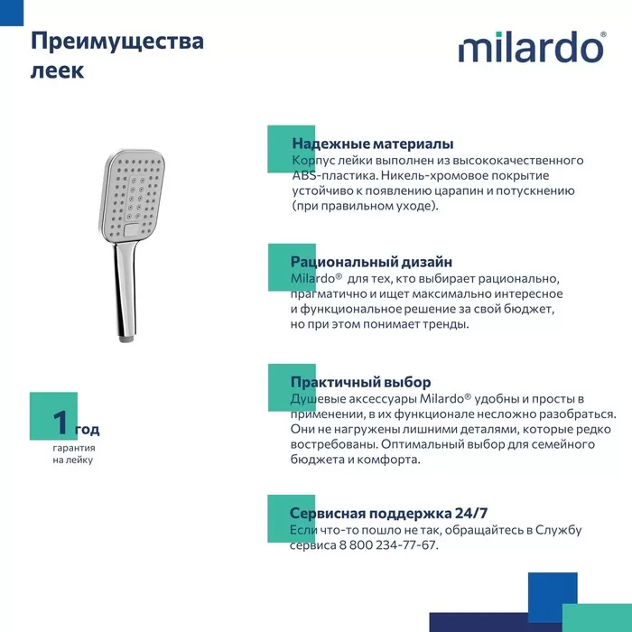 Лейка для душа Milardo 3F Ideal Spa (ILS3FCSM18)