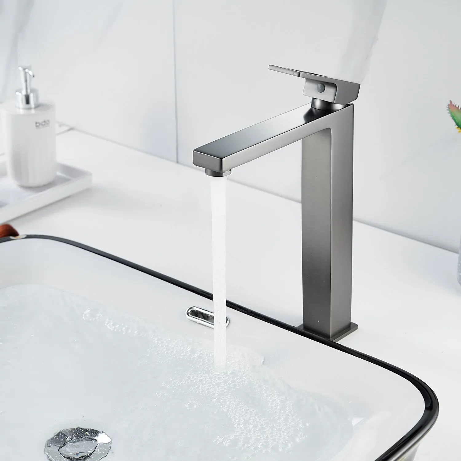 Смеситель для раковины высокий  Raffine F1196T, оружейная сталь