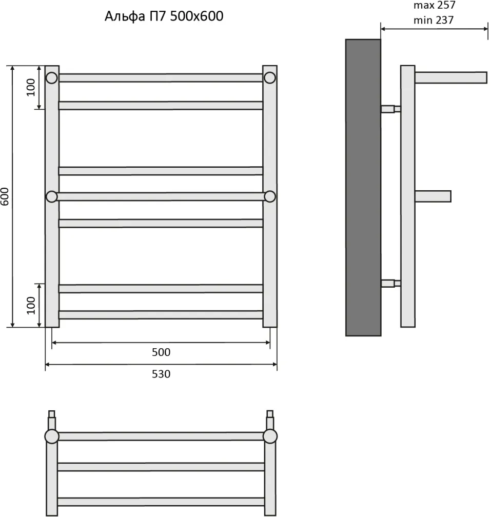Полотенцесушитель водяной Aquatek Альфа П7 500х600