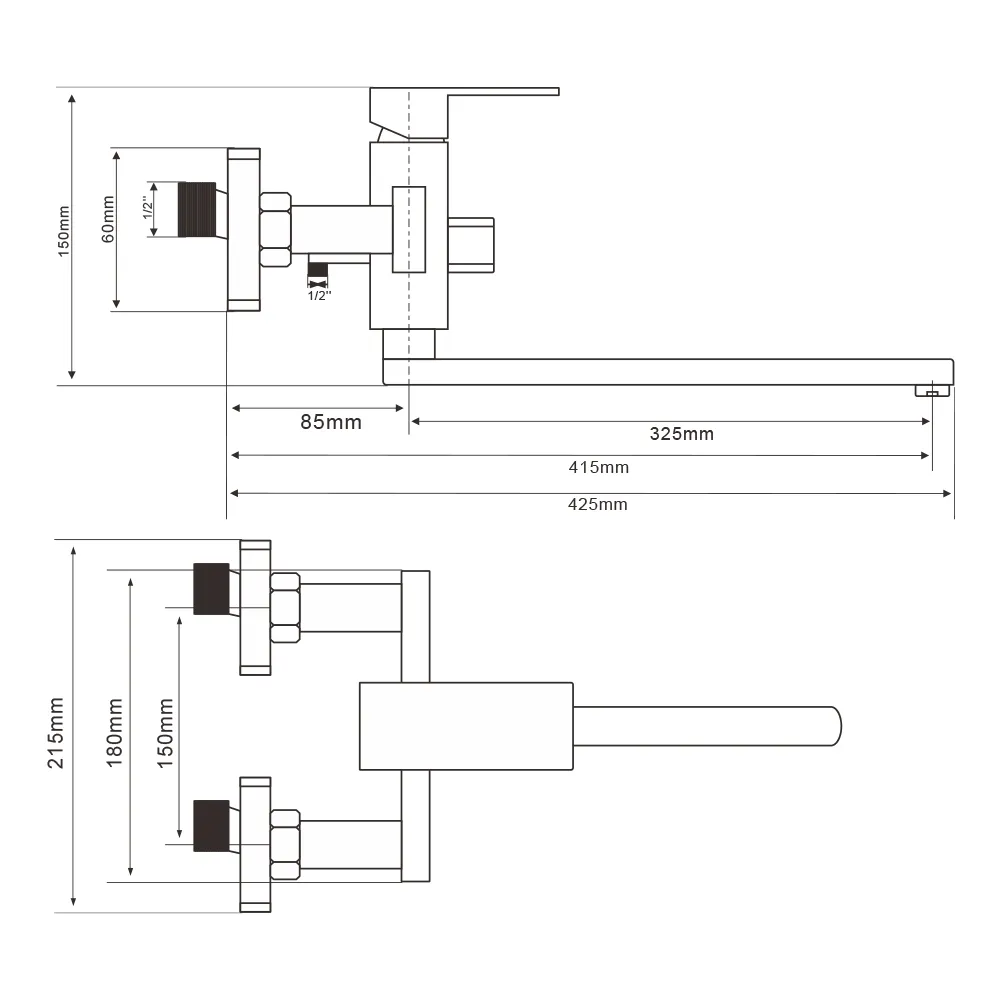 Смеситель для ванны WesnaArt KUBUS KUB13-320, сатин