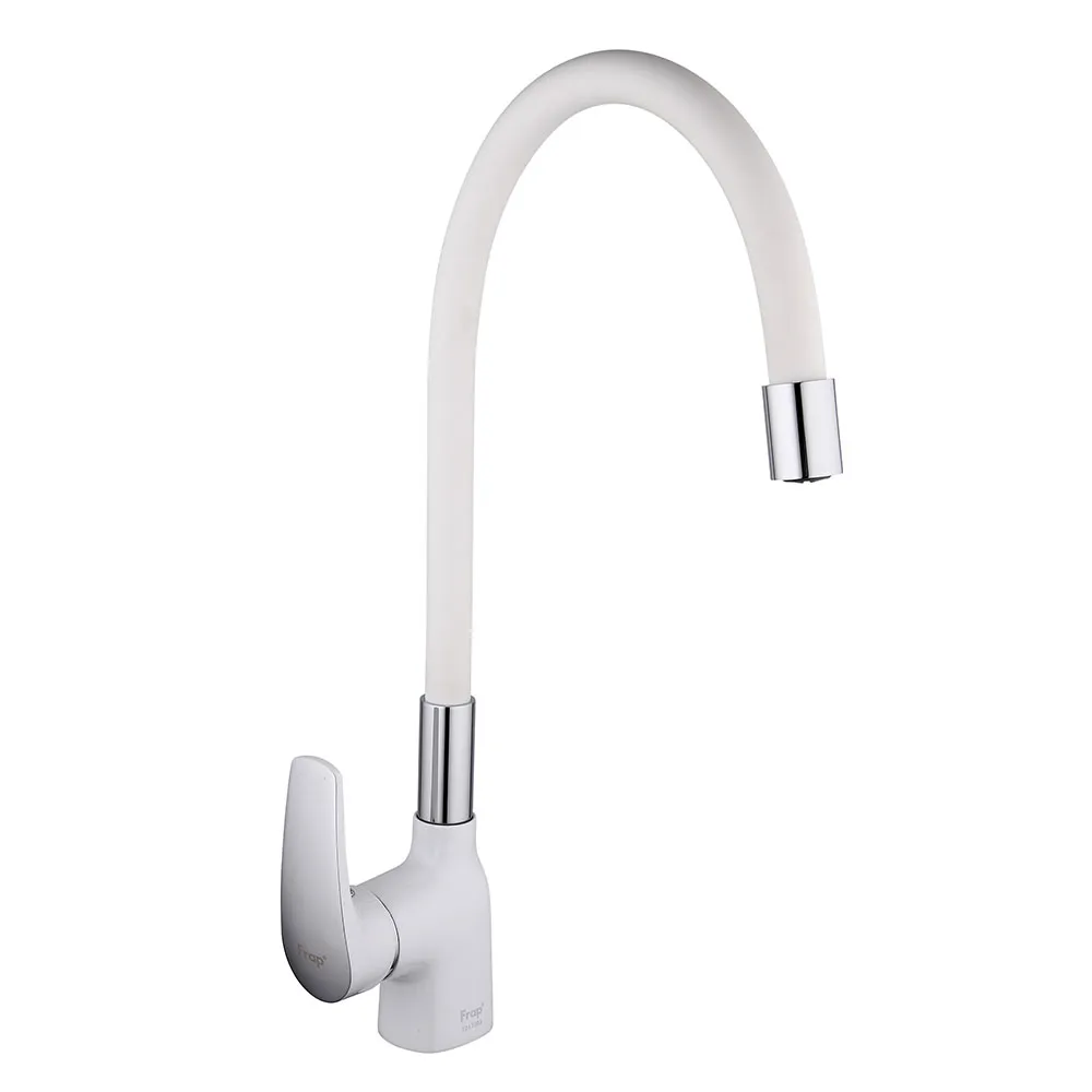 Смеситель для кухни с гибким изливом FRAP F4453-03, белый