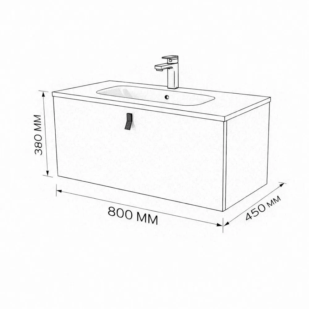 Тумба с раковиной подвесная (80см) Terminus Kontur KON10801200001O, венге/графит