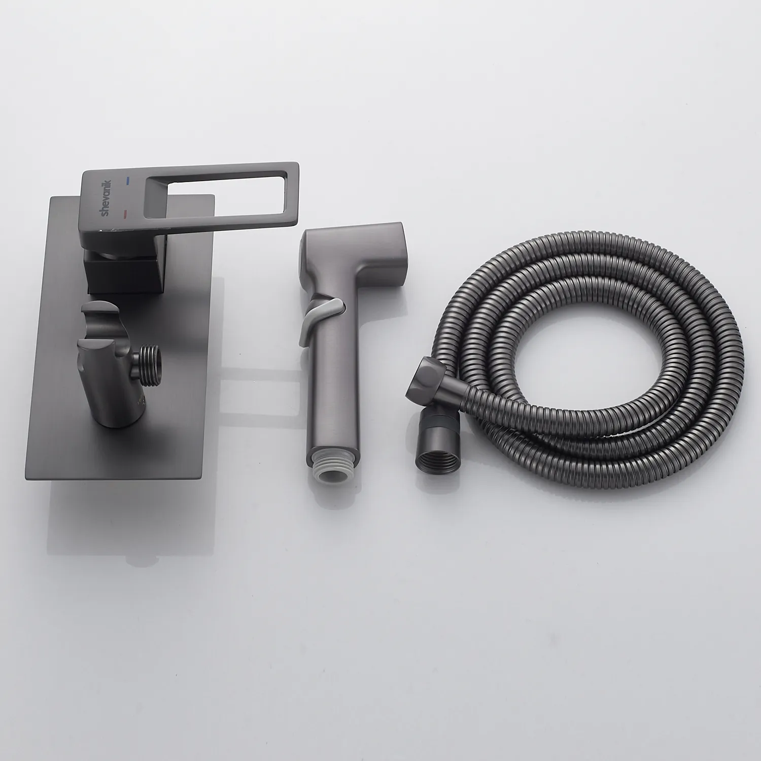 Гигиенический душ со смесителем Shevanik S6805T, оружейная сталь