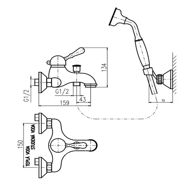 Смеситель для ванны Rav Slezak Labe L054.5/2SM