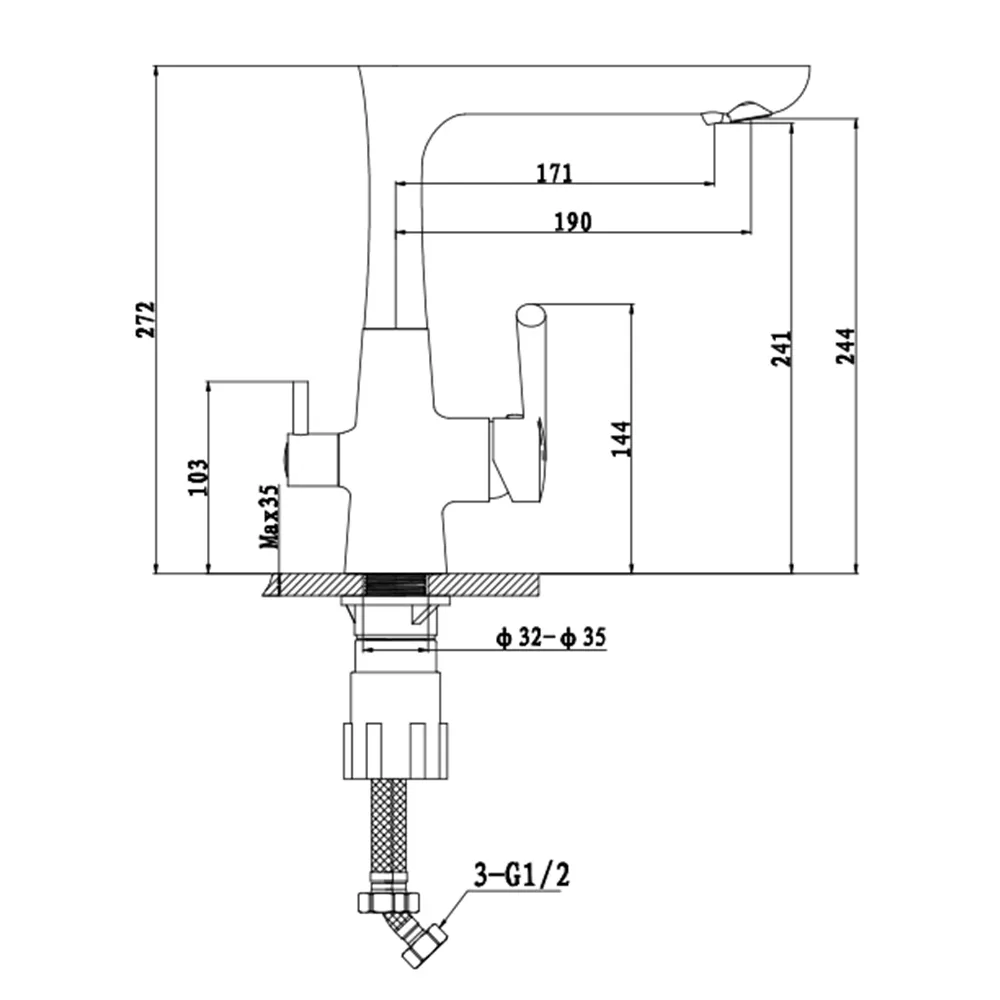 Смеситель для кухни с подключением фильтра GranFest 3223, иней
