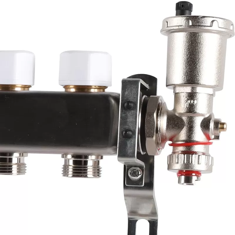 Коллектор Rommer 1"x3/4" на 10 контуров с расходомерами в сборе (нерж. сталь) (RMS-1210-000010)