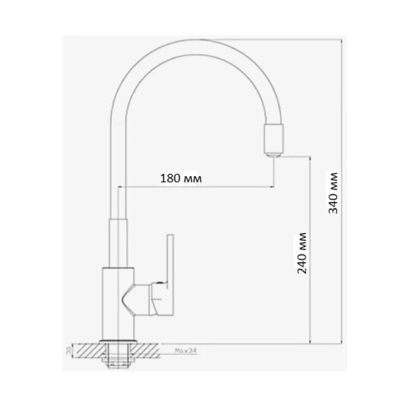 Смеситель для кухни с гибким изливом D-Lin D155308-5, хром/зеленый