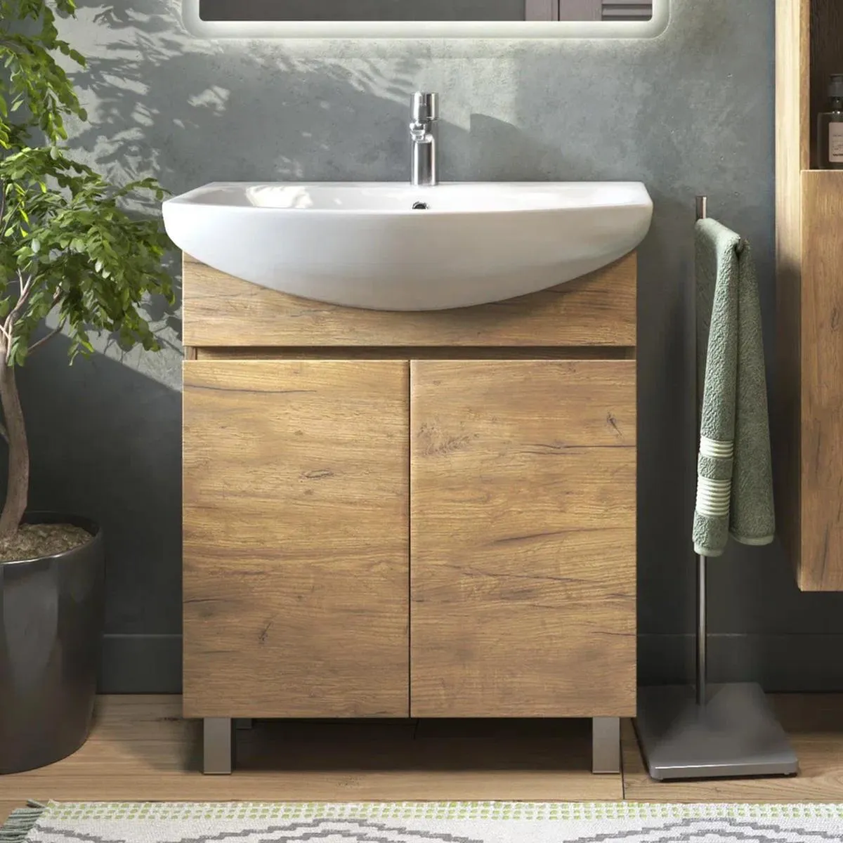 Тумба с раковиной напольная VIGO Wing tn.WIN.BAL.70.2D дуб золотой, 70 см