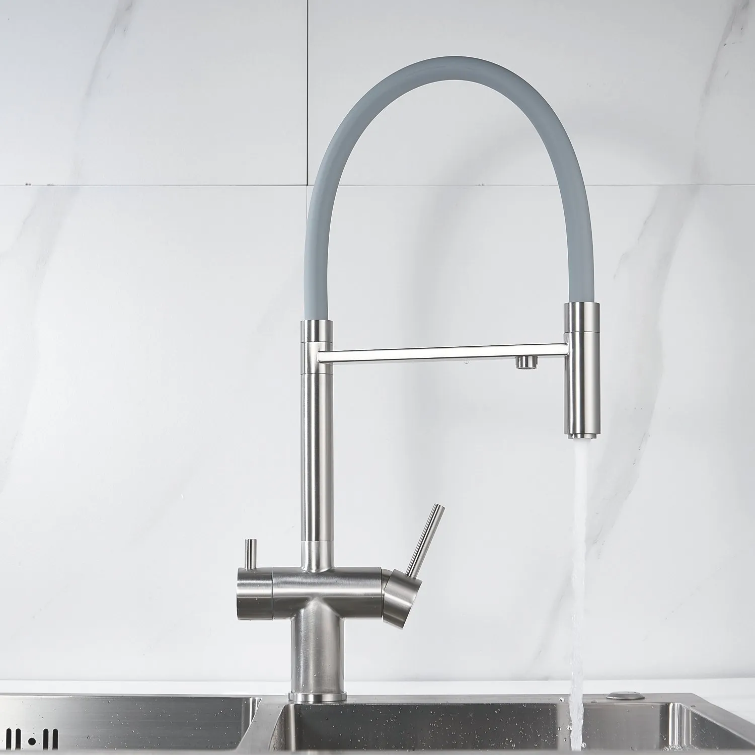 Смеситель для кухни с подключением фильтра Shevanik S178L, сатин