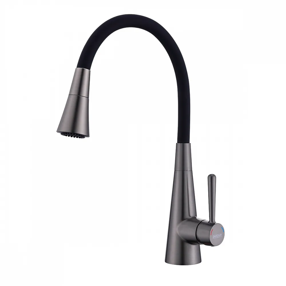 Смеситель для кухни с гибким изливом и режимом душ Prohanss P02.4406.09, графит