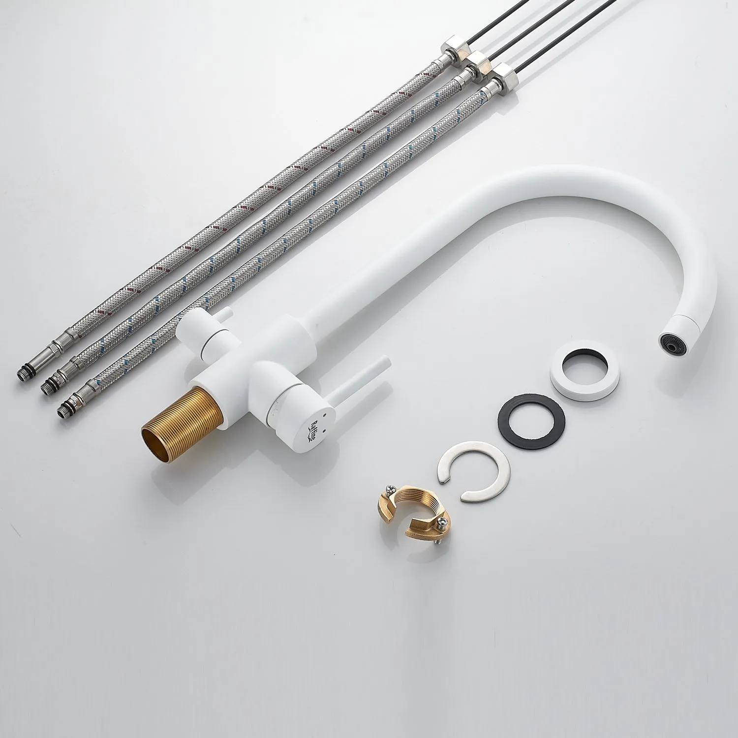 Смеситель для кухни с подключением фильтра воды Raffine F108C, белый