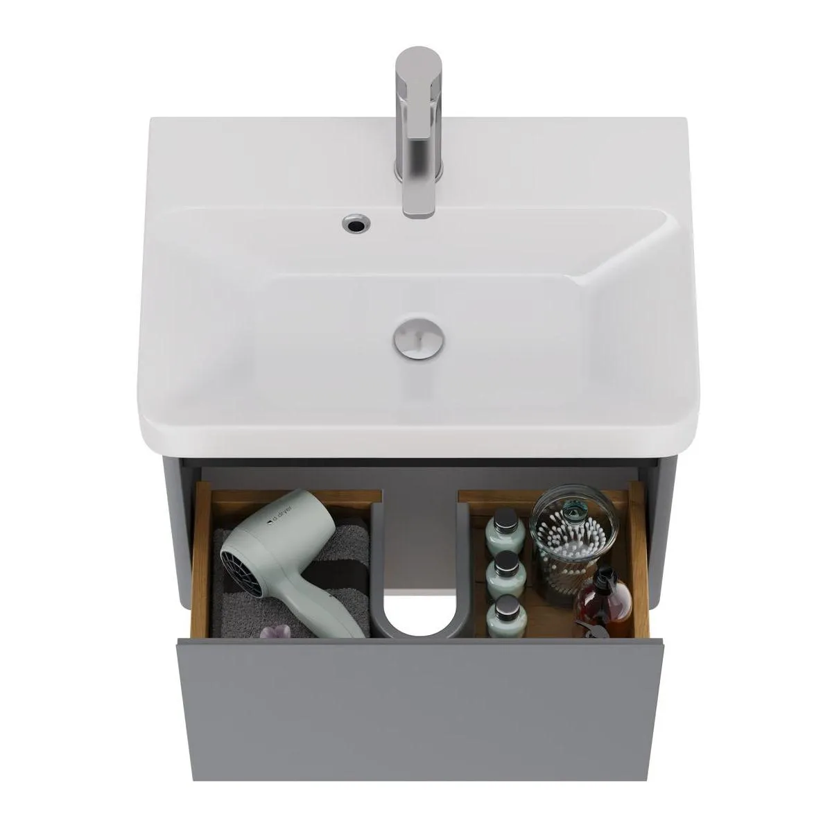 Тумба под раковину подвесная Dreja Luxury 55 см, серый базальт