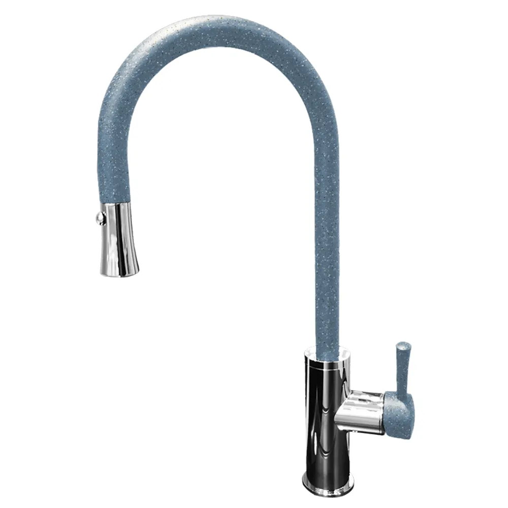 Смеситель для кухни с выдвижным изливом GranFest 7652, графит