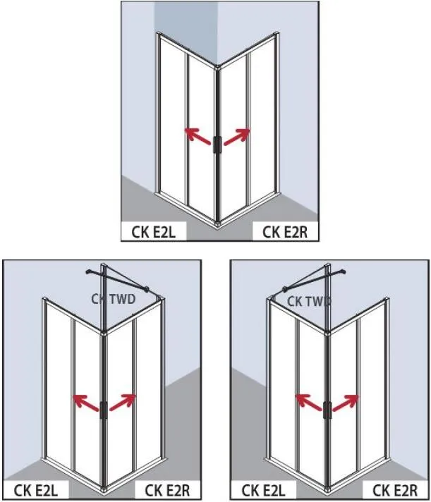 Душевая 2-створчатая раздвижная дверь для комбинации со второй дверью Kermi Cada Xs 885-910/2000 (правая) CKE2R09020VPK