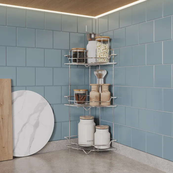 Полка трёхъярусная угловая Milardo Grid проволока стальная, хром (GRICC3CM44)
