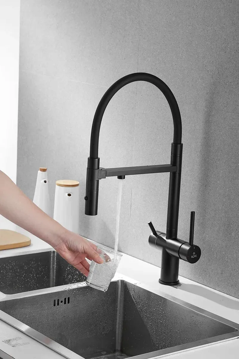 Смеситель для кухни Rose R958H, черный