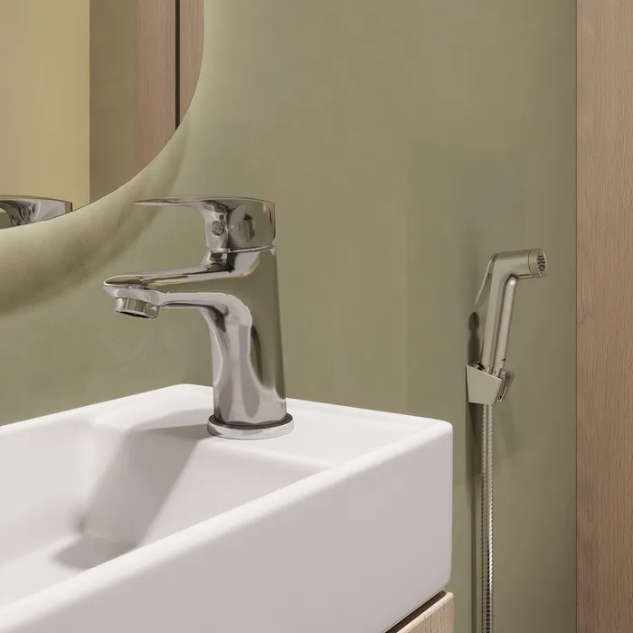 Смеситель для умывальника с гигиеническим душем Milardo Rora хром глянцевый (RORSB01M08)