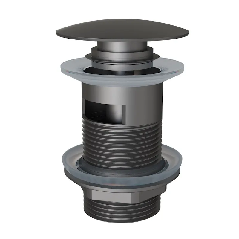 Донный клапан для раковины с переливом Knotlor BM9011GM, оружейная сталь