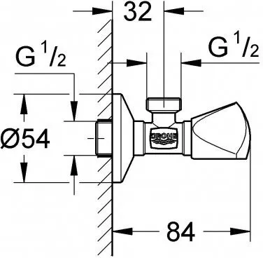 Вентиль GROHE Grohe запорный угловой, хром (арт. 22940000)