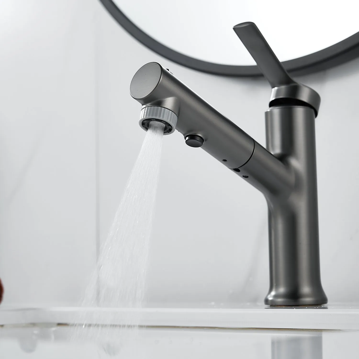 Смеситель для раковины многофункциональный Raffine F281T, оружейная сталь