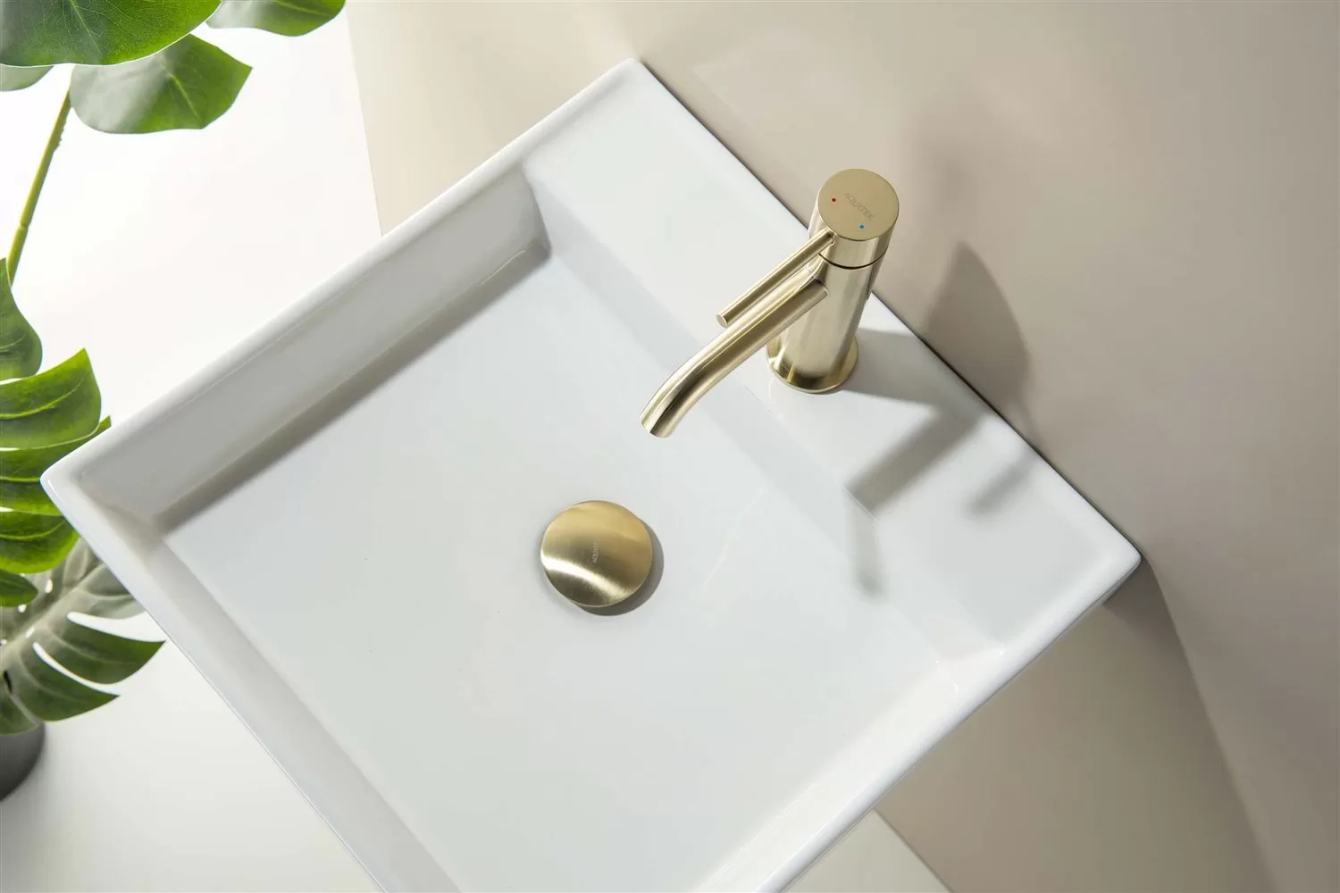 AQ6002BG сливной набор для раковины Push-open с переливом, крышка круглая, шлиф. золото