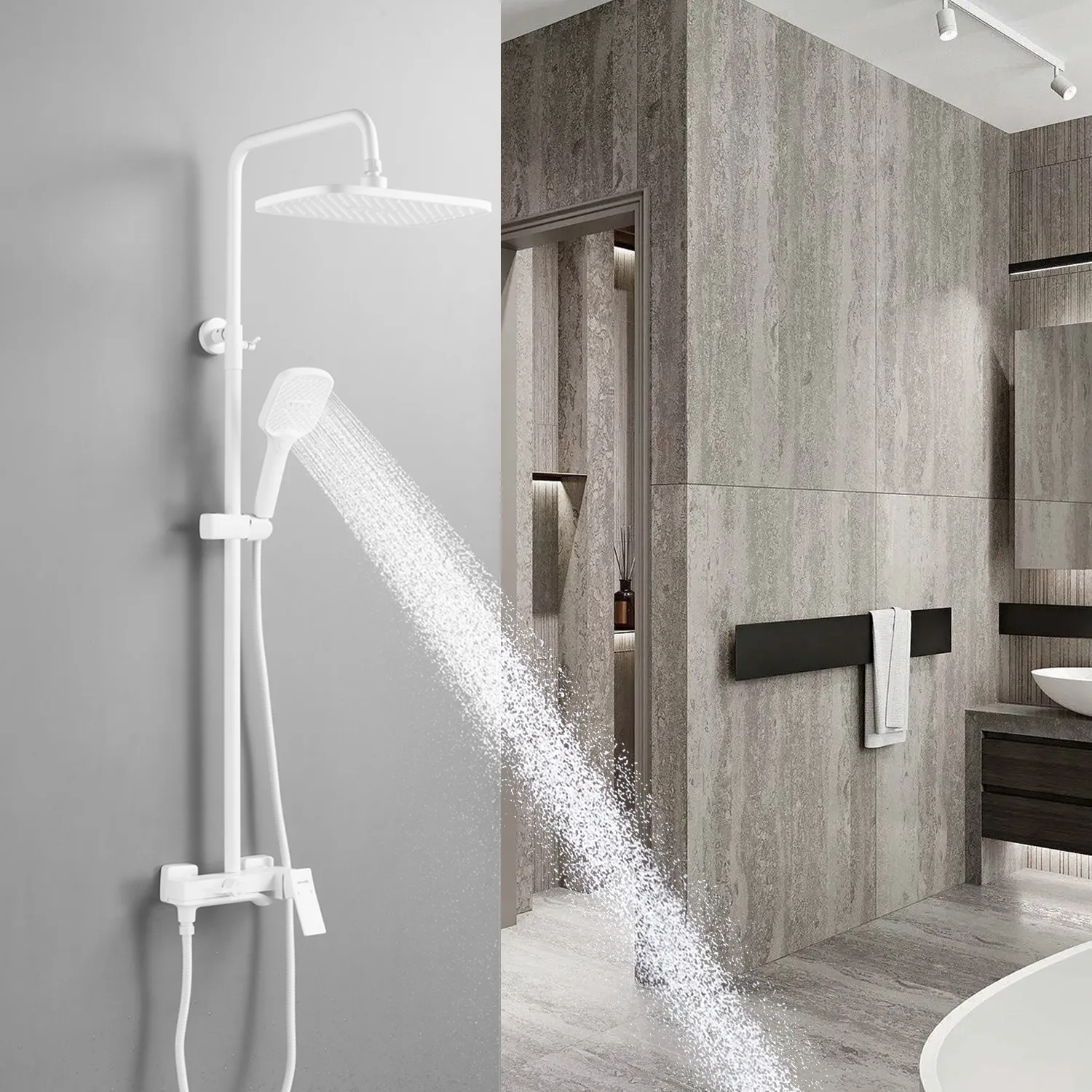 Душевая система Shevanik S4036C, белый