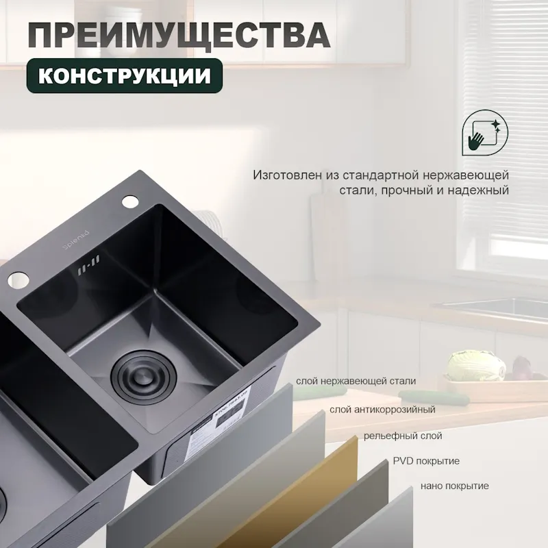 Кухонная мойка Splenka S706.7843.09, графит