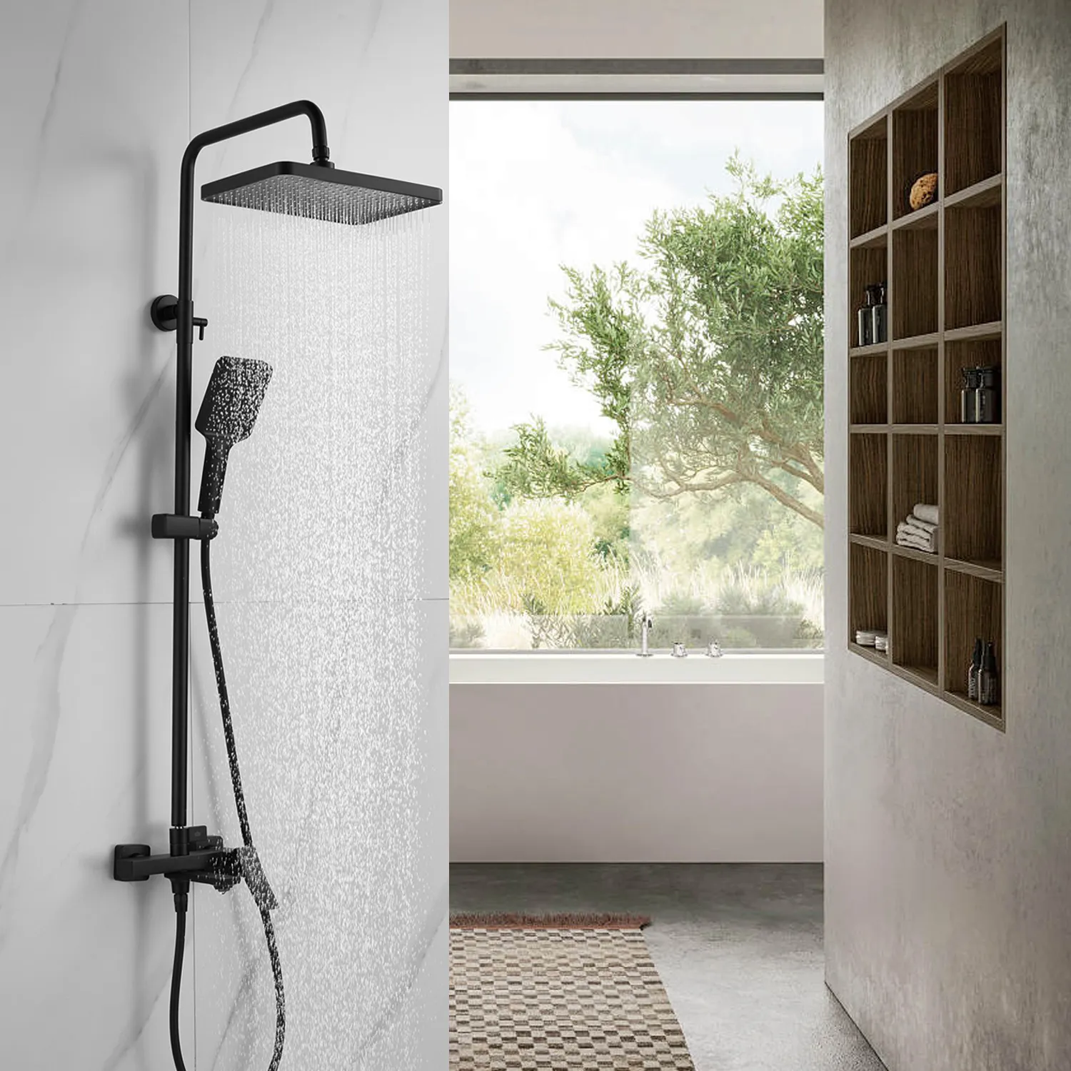 Душевая система Shevanik S4436H, черный