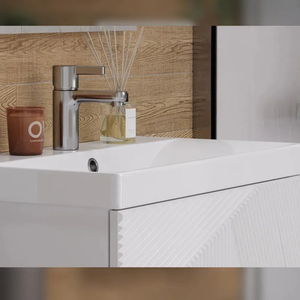 Тумба с раковиной подвесная Velvex Edge tp.EDG.9696.70.1Y белый глянец, 70 см