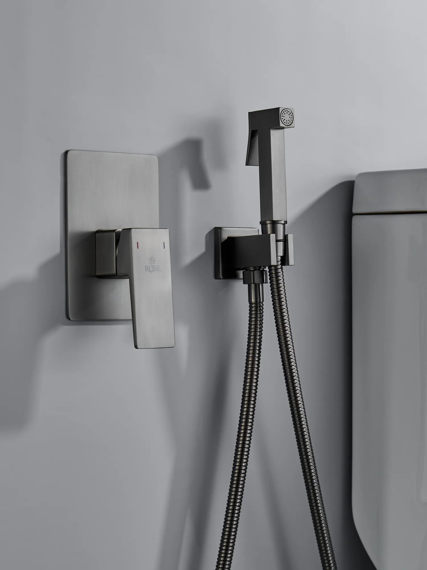 Гигиенический душ со смесителем Rose R2805T, оружейная сталь