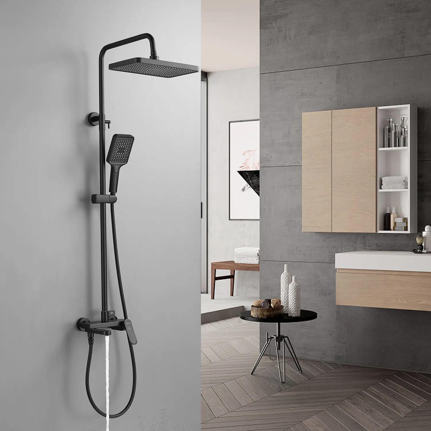 Душевая система Shevanik S4536H, черный