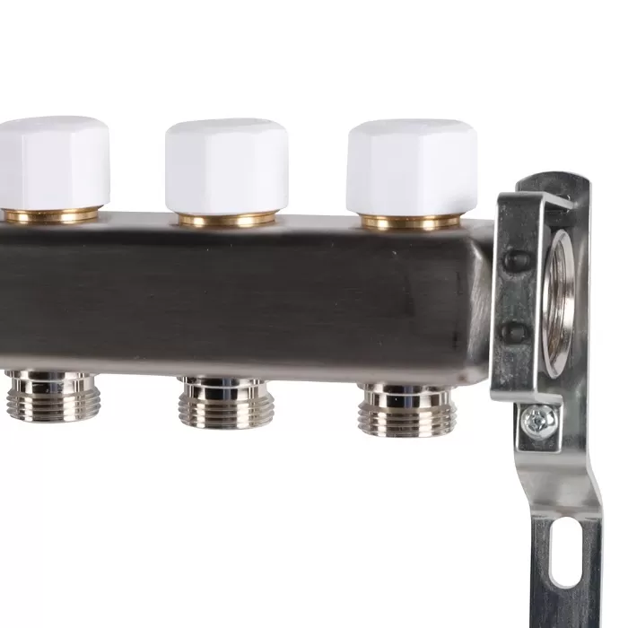 Коллектор Rommer 1"x3/4" на 12 контуров с запорными клапанами (нерж. сталь) (RMS-3200-000012)